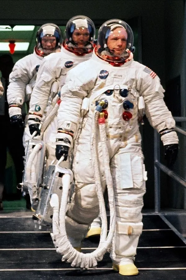 三位太空人前往發射前演習,非發射當天,NASA攝(1969年7月3日)