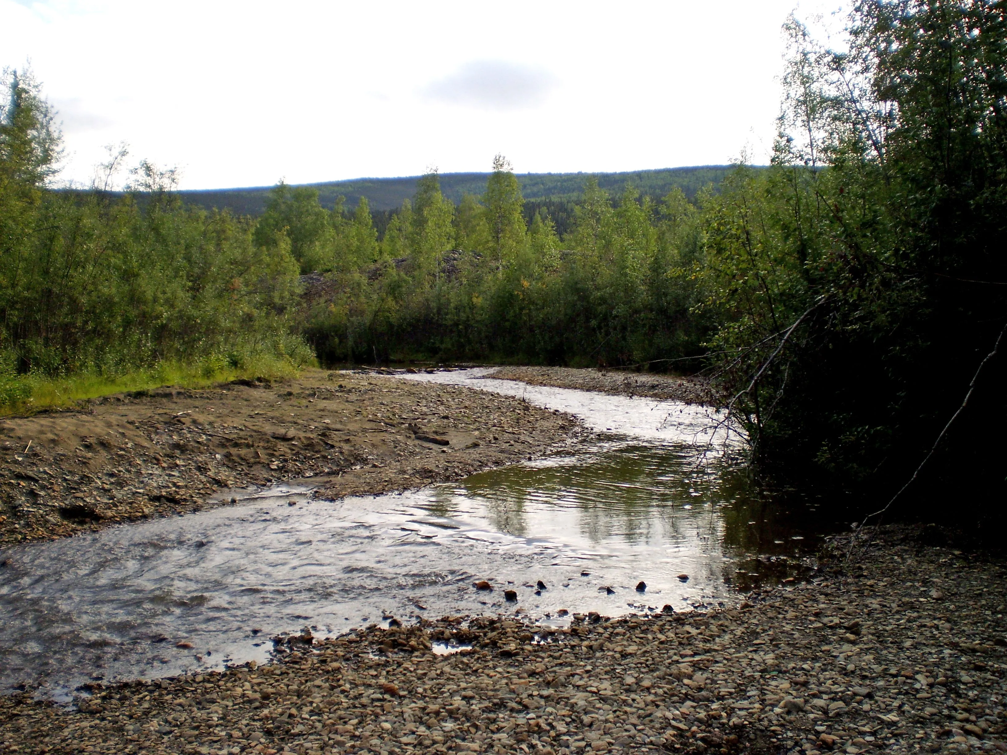 Bonanza Creek Discovery Claim 歷史地點的2009年現況；這是保存中的發現地，不是1896年的歷史照片
