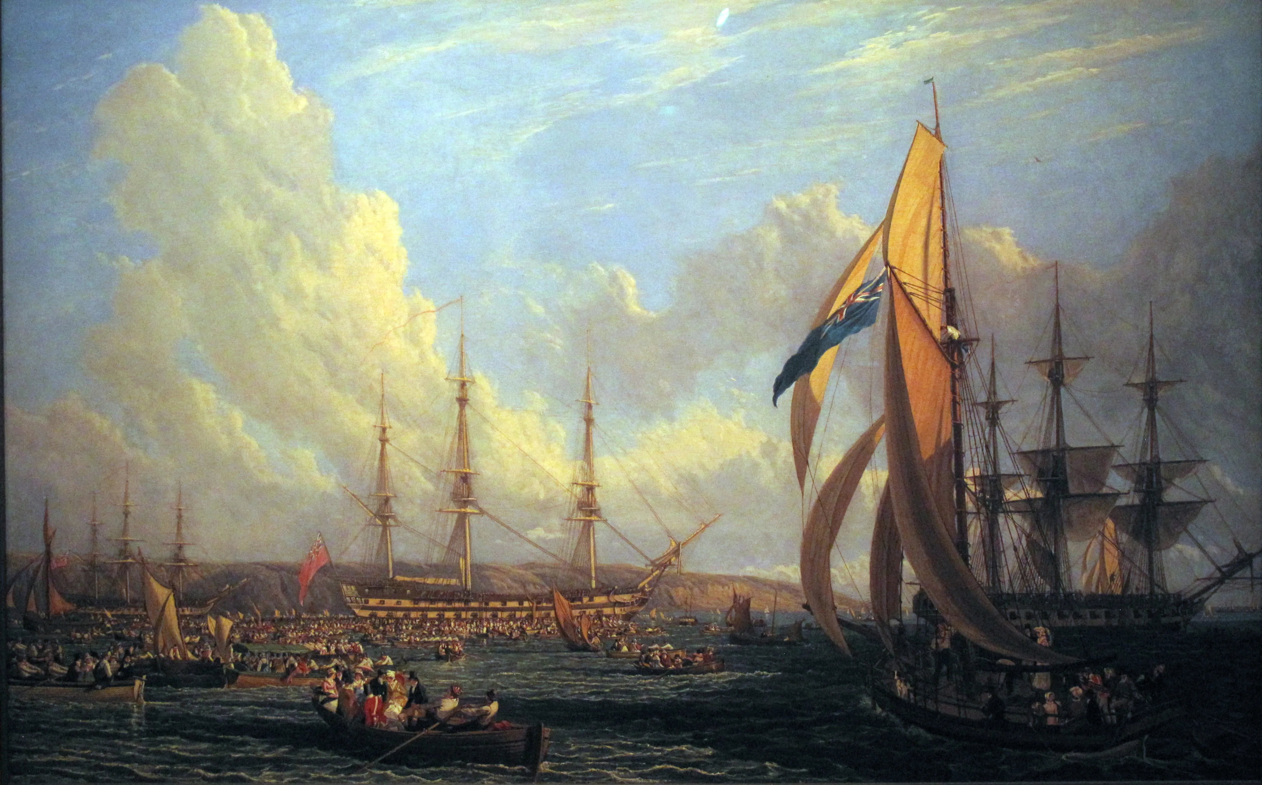 普利茅斯外海圍觀群眾,John James Chalon 油畫(1816年)