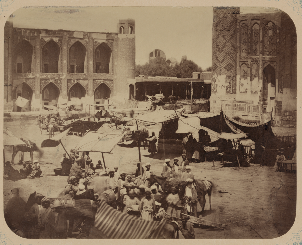 Samarkand Bazaar and Its Types of Vendors. Market Square between Three Madrasahs (Registan) WDL10867