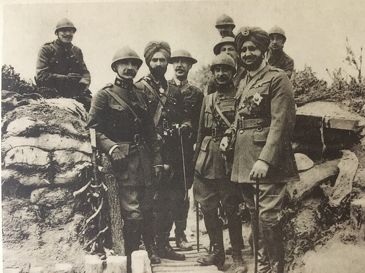 Photograph of Maharaja Bhupinder Singh with Patiala troops in Belgium during World War One