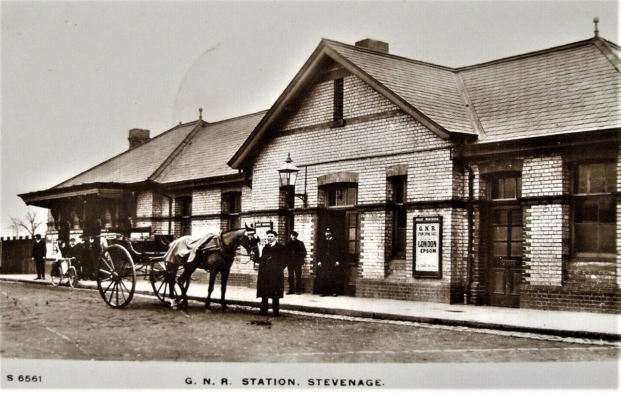 Antique Real Photograph Postcard Stevenage Railway Station Hertfordshire GNR (50560368126)
