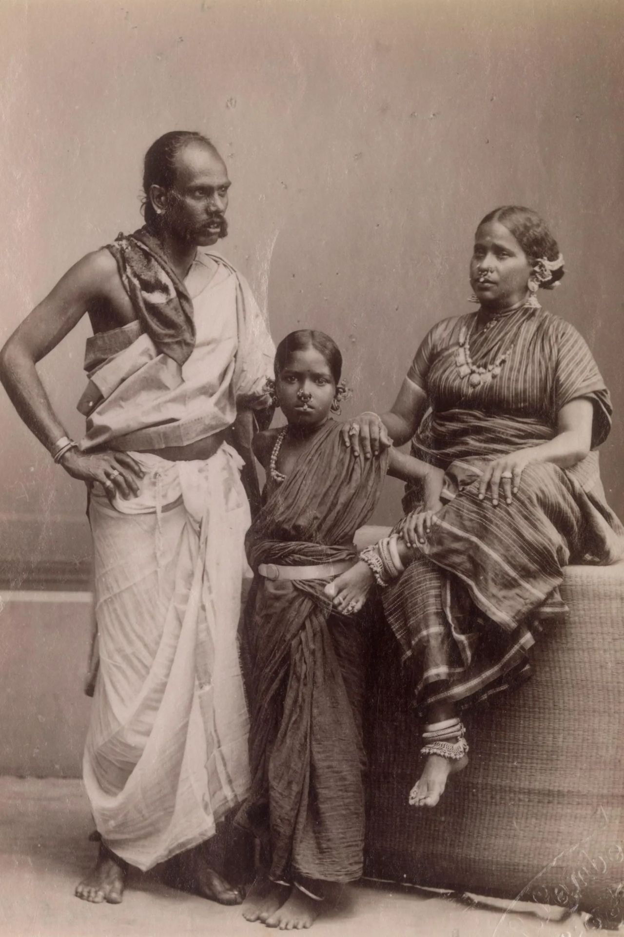 Photograph of an Indian family in Singapore, circa late 19th century